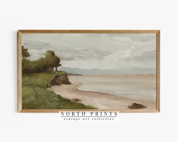 Samsung Frame TV Art | Vintage Beach Landscape DIGITAL Art #TV59 | Etsy (US)