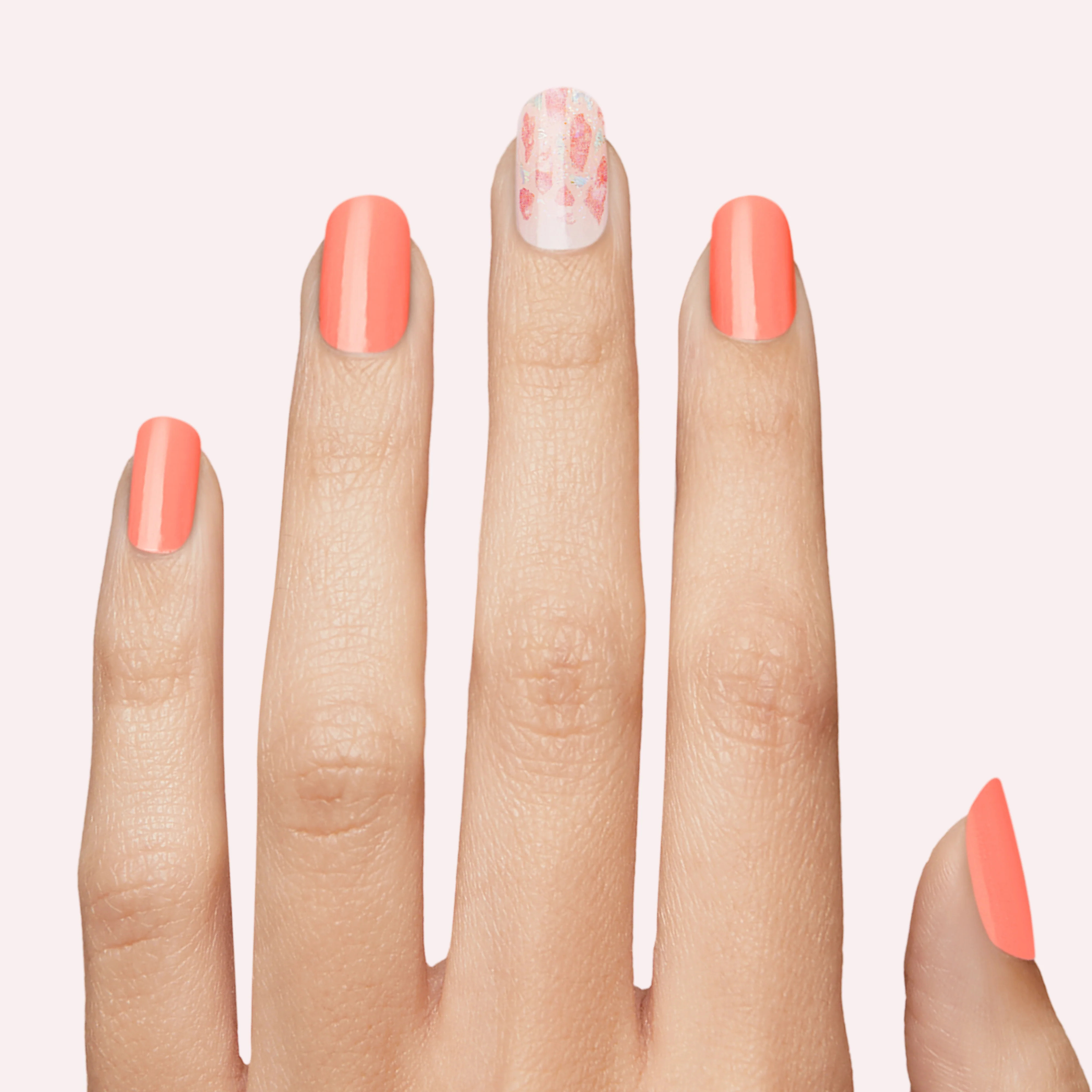 Papaya Breeze – Clear Peach Seashell Glitter Gel Strips | Dashing Diva US