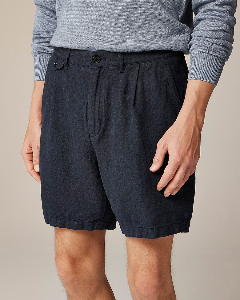 7.5'' pleated linen short | J. Crew US