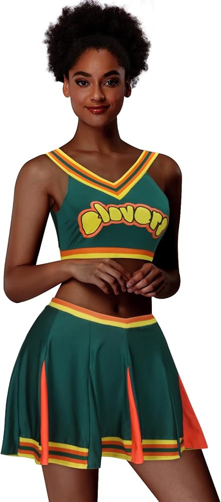 Women Cheerleader Costume Dress Outfit Adult Girls 2 Piece Cheerleading Crop Top Skirt Halloween ... | Amazon (US)