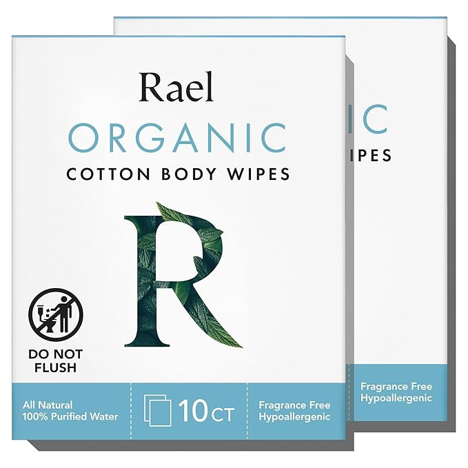 Rael Organic Cotton Wipes - Body Cloth, Individually Wrapped, All Skin Types (10 Count, Pack of 2... | Amazon (US)