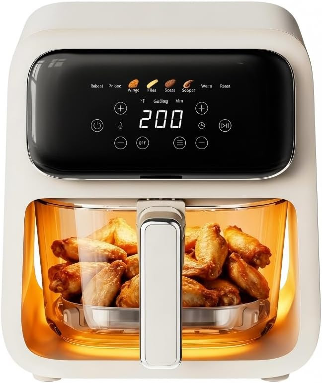 4.2Quart Glass Air Fryer,No Coating, 8-1 Presets,TempWare Glass Bowl, Transparent Design, Freezer... | Amazon (US)