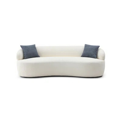 Blue Mid Century Modern Curved Sofa, 3 Seat Cloud Couch Boucle Sofa Fabric Couch For Living Room, Bedroom, Office | Wayfair North America