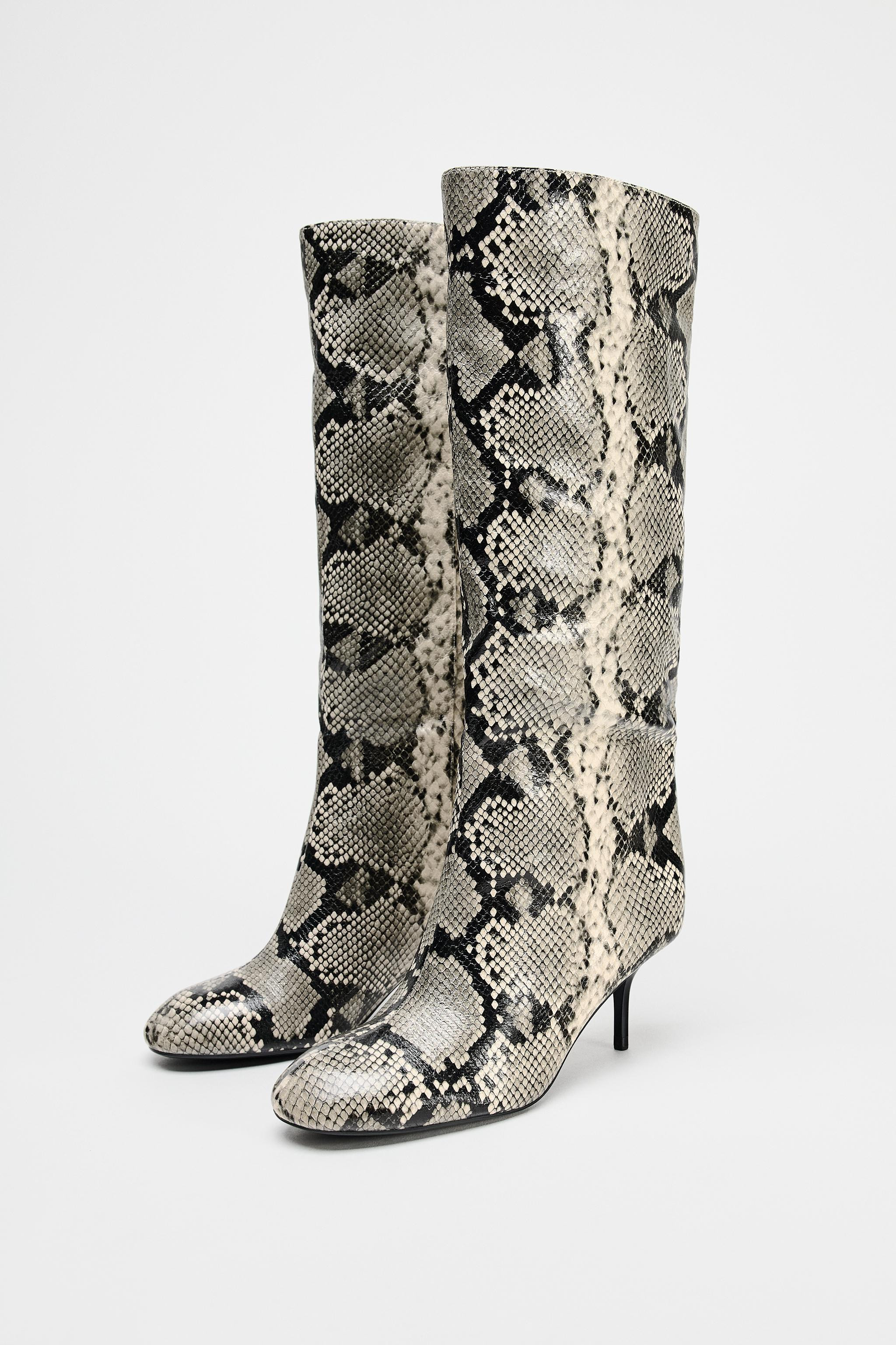 HEELED ANIMAL PRINT BOOTS | Zara US