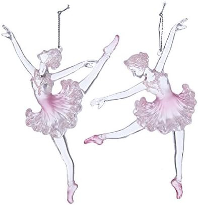 Kurt Adler 6.5" Acrylic Pink Ballerina Ornament, Set of 2 | Amazon (US)