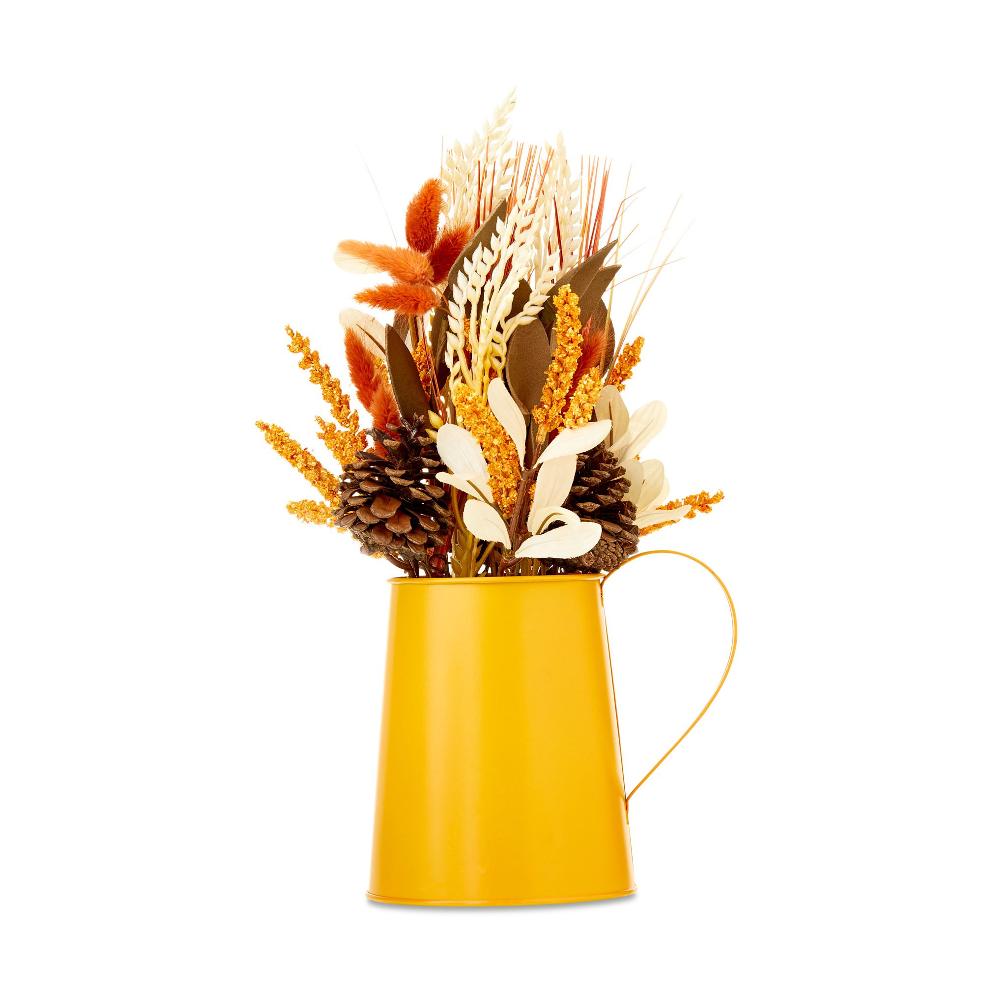 Harvest Foliage in Yellow Metal Pot Indoor Table Decoration, 14", by Way To Celebrate | Walmart (US)