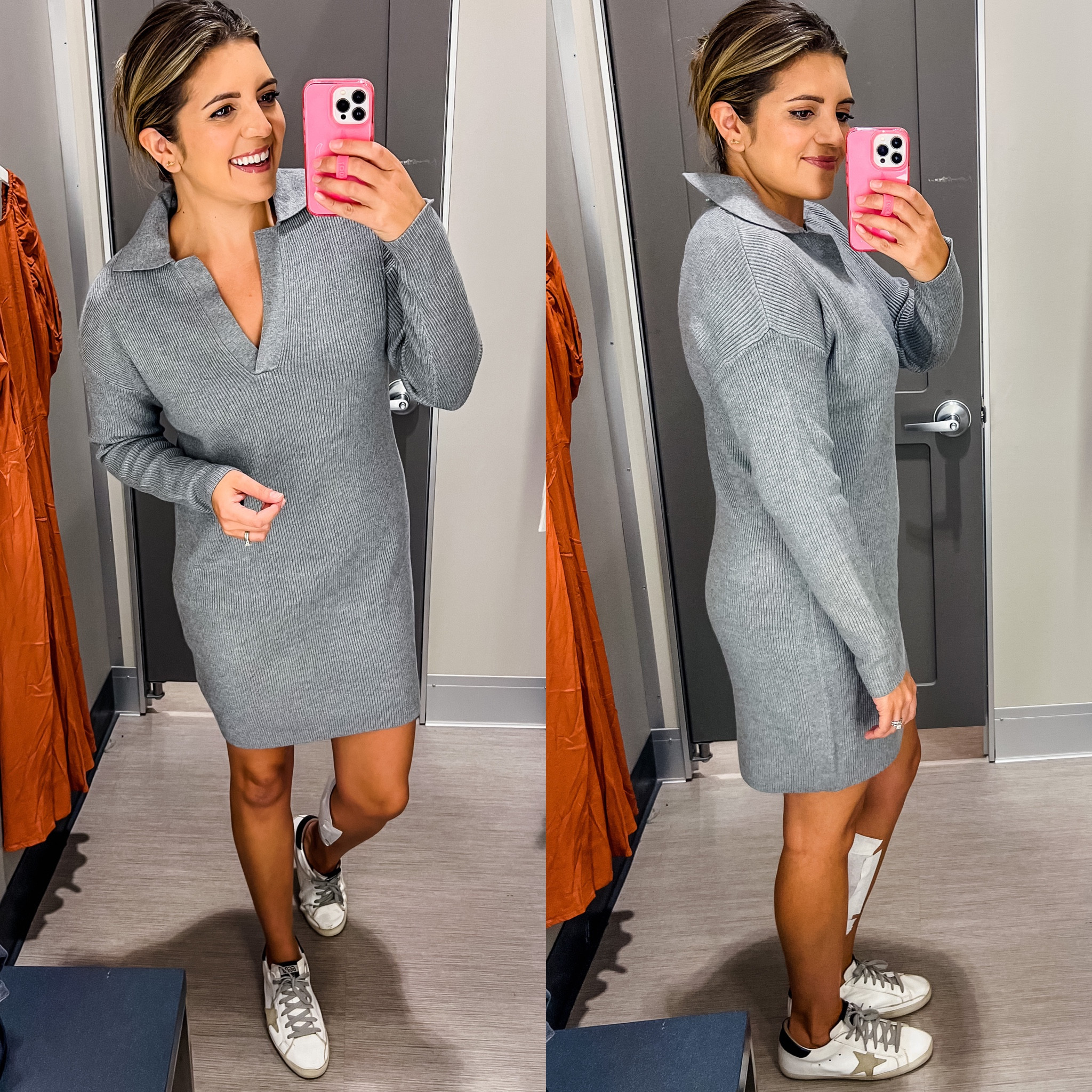 Target try on! New Target fall clothes! @targetstyle dress. Polo-style collared sweater dress. Comes in two other color ways. I’m in a small. Size down. 

#LTKunder50