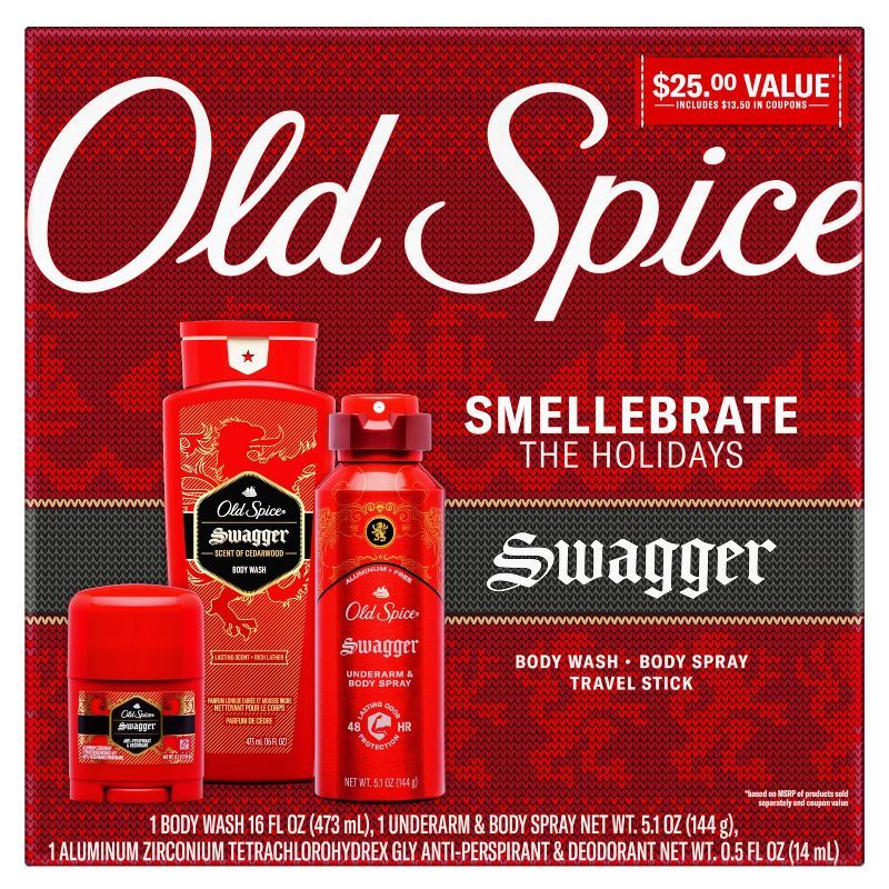 Old Spice Swagger Holiday Gift Set - Body Wash + Body Spray + Travel Deodorant - 3pk | Target