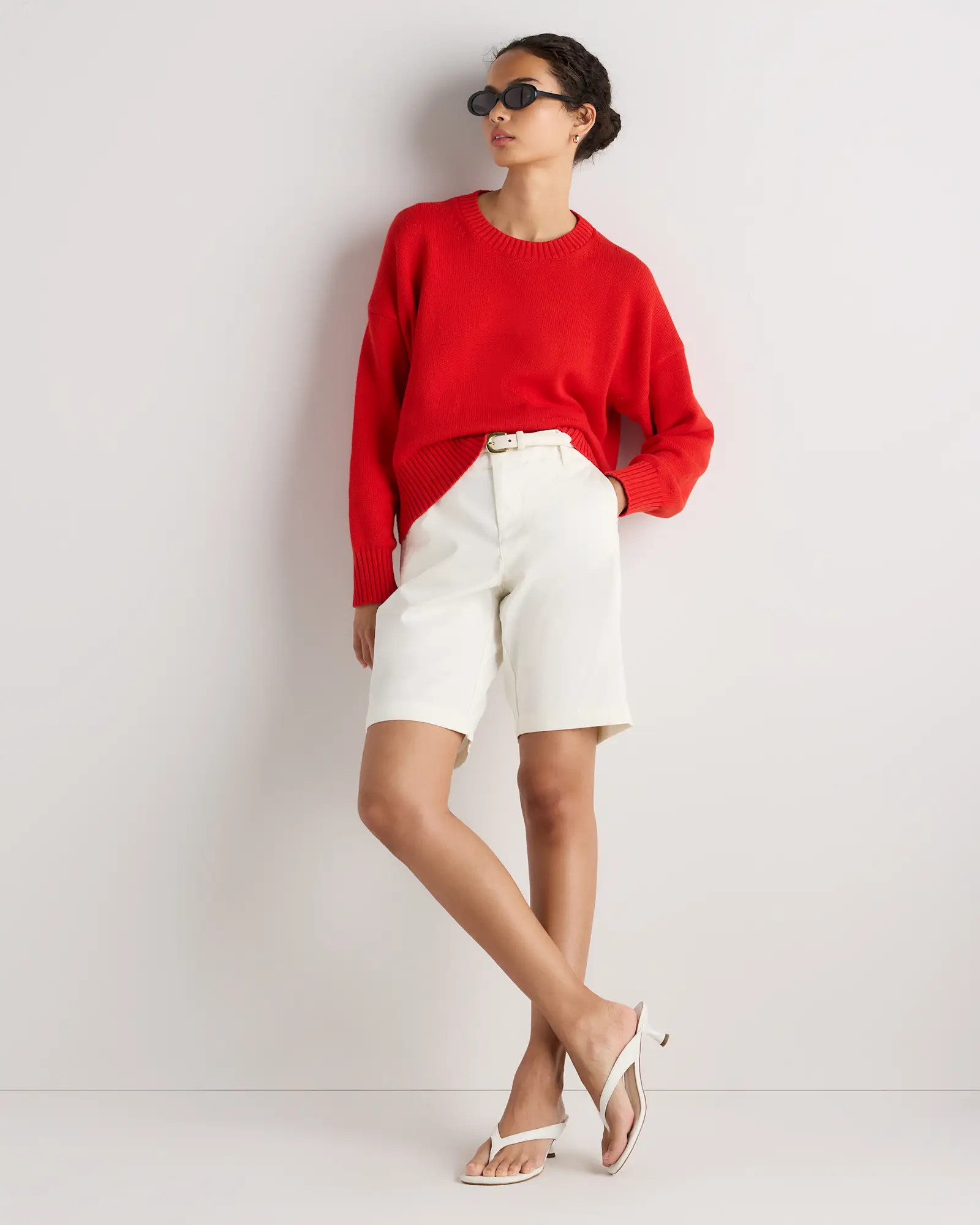 Women's 100% Organic Cotton Boyfriend Crew Sweater (Garment Dye) | Quince