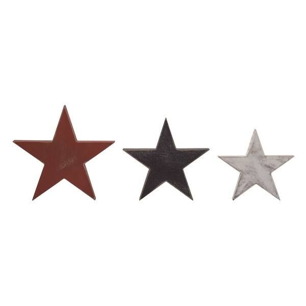 Transpac Wood 8.4" Multicolor Patriotic Star Shaped Block Decor Set of 3 - N/A | Bed Bath & Beyond