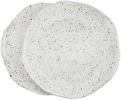 roro Ceramic Stoneware Hand-Molded Speckled Spotted Dinner Plate (Dinner Plate x 2, Lunar White) | Amazon (US)