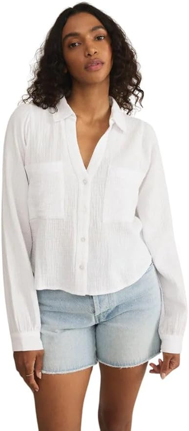 Z SUPPLY Women's Campo Button-Up Gauze Shirt, White | Amazon (US)