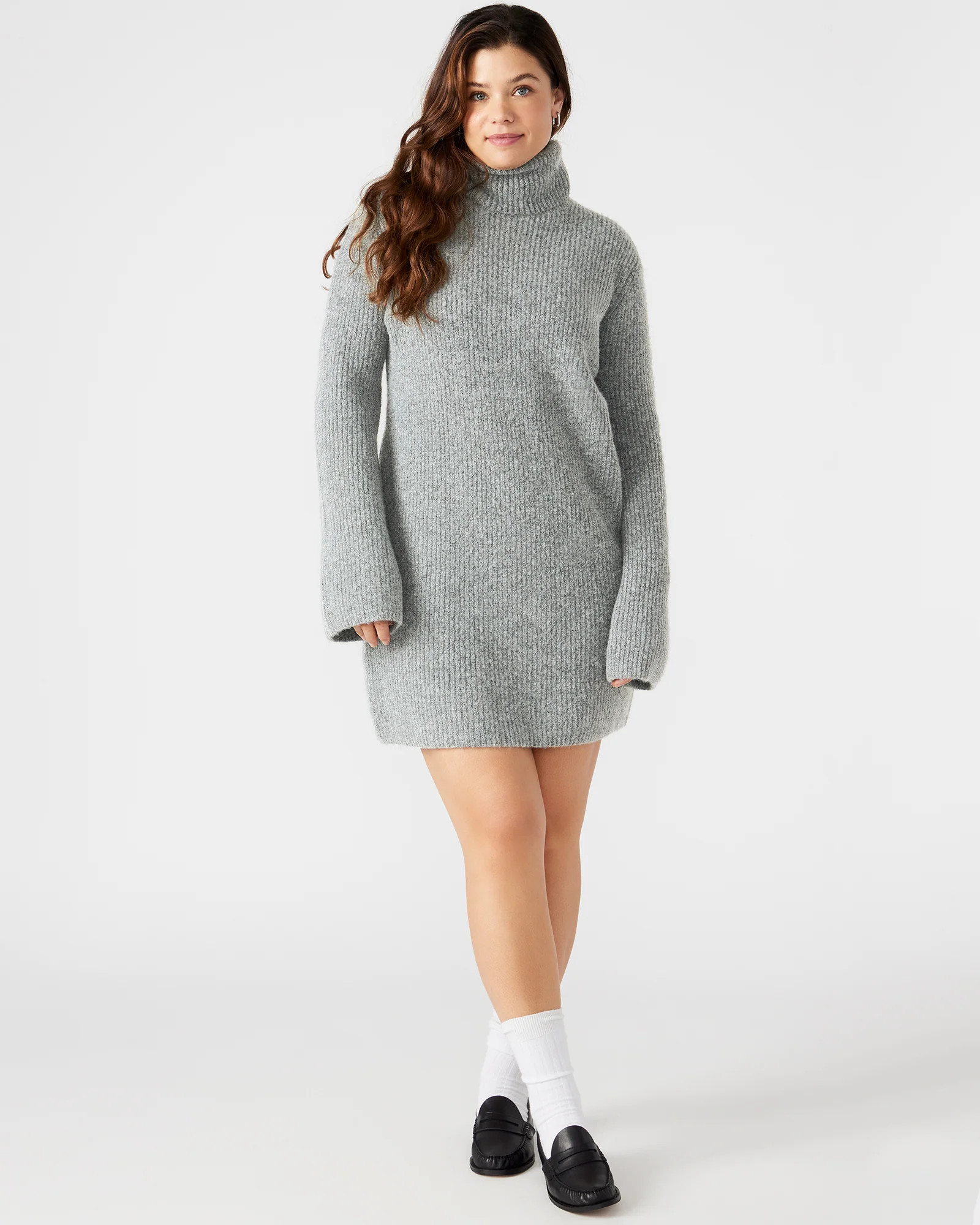 Steve Madden Women's Abbie Sweater Dress Long Sleeve Sweaters Dresses - Grey - Size Large - Polyester/Elastane | Steve Madden (US)