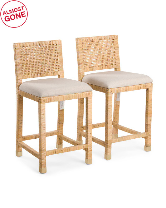 Set Of 2 Rattan Counter Stools | TJ Maxx