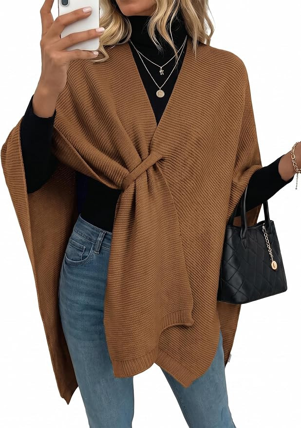 Dokotoo Womens Shawl Wraps for Evening Dress Soft Open Front Poncho Sweater | Amazon (US)