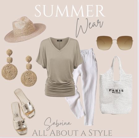 Summer Fashion. Vacation Style. #fedorahat #sandals #linenpants #sunglasses #meshbag

#LTKtravel #LTKstyletip #LTKSeasonal
