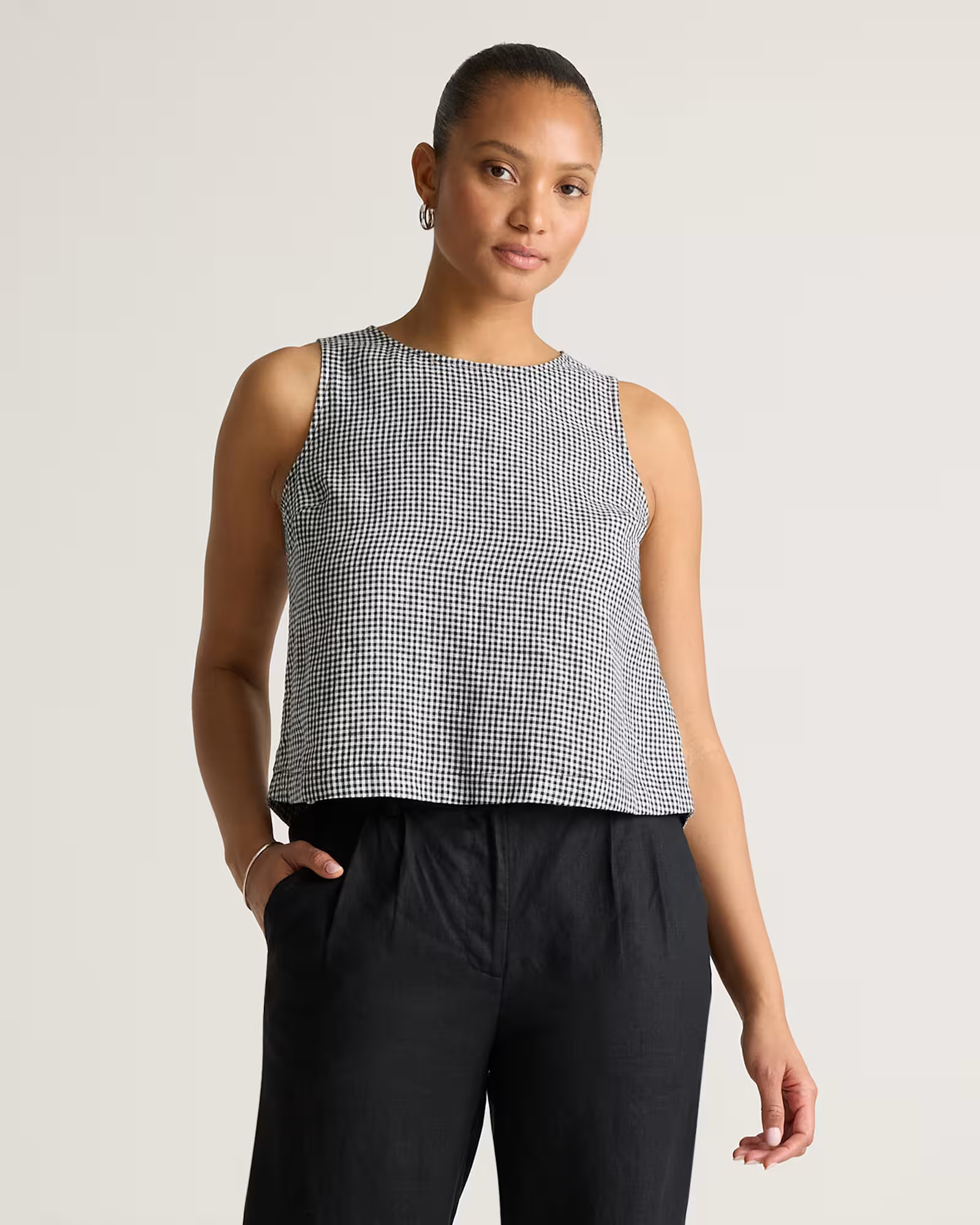 100% European Linen Cropped Tank | Quince