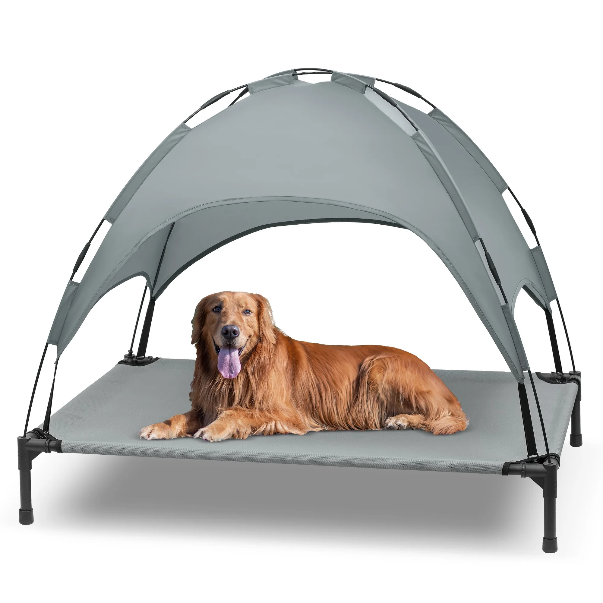 48 Inches Extra Large Elevated Dog Bed with Canopy, Portable Indoor Outdoor Pet Cot with Removabl... | Walmart (US)