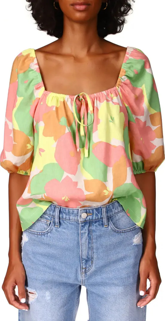 Perfect Time Floral Linen Blend Top | Nordstrom