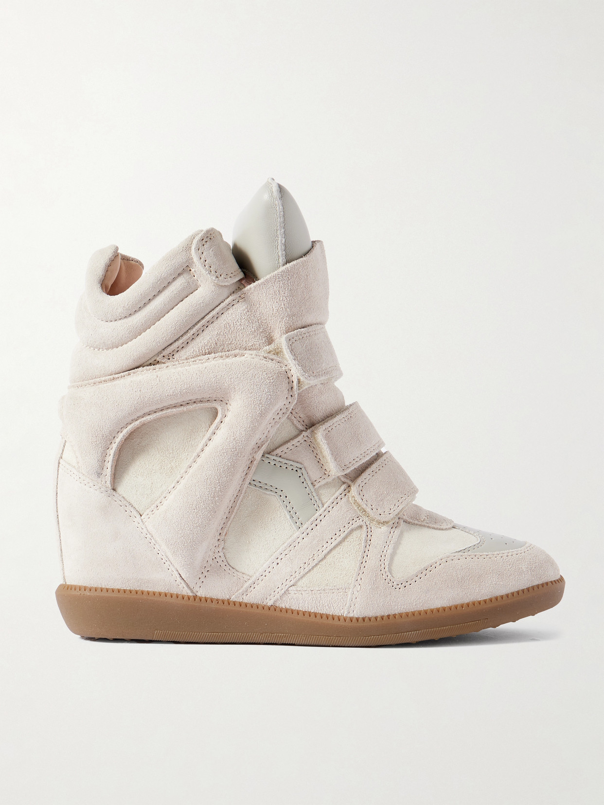 Isabel Marant - Bekett Leather-trimmed Suede High-top Wedge Sneakers - Neutrals | NET-A-PORTER (US)