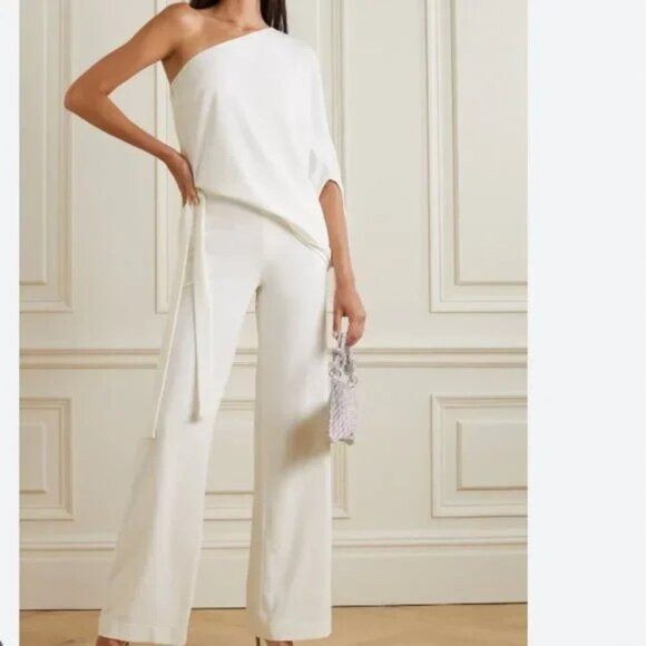 Halston Heritage Gia One Shoulder Wide Legs Jumpsuit Gala Cocktail Soiree | Poshmark
