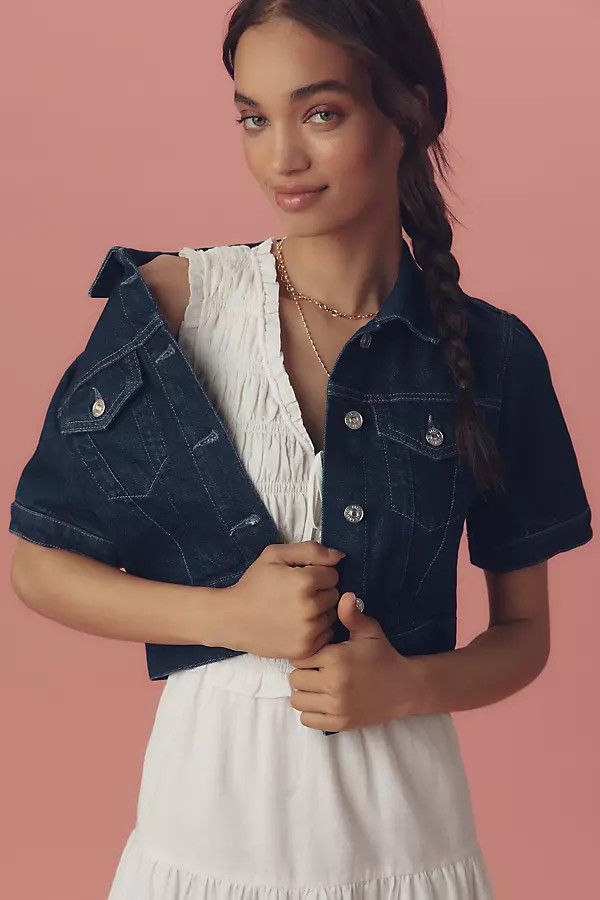 Kendra Short-Sleeve Denim Jacket | Anthropologie (US)