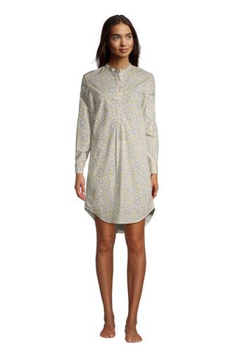 Draper James x Lands' End Women's Long Sleeve Cotton Poplin Nightshirt | Lands' End (US)