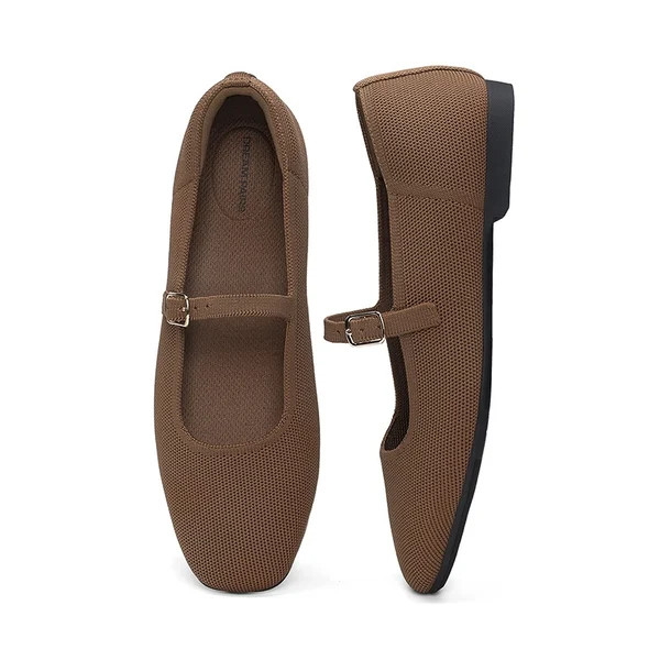 Ascenelle Women's Mary Jane Flats with Buckle Strap Knit Edition | Dream Pairs