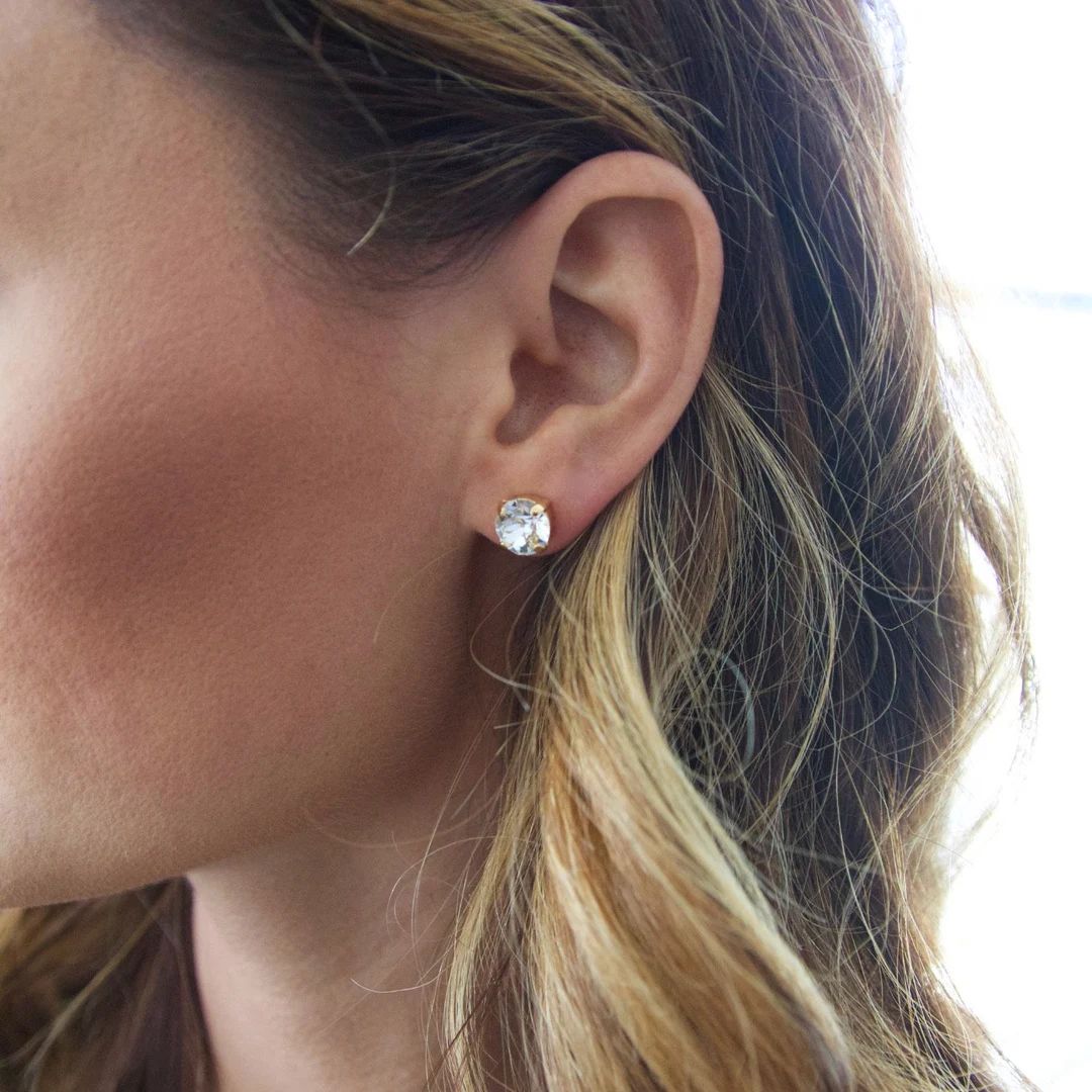Diamond Everyday Studs Crystal Earrings Cz Studs Earrings - Etsy | Etsy (US)