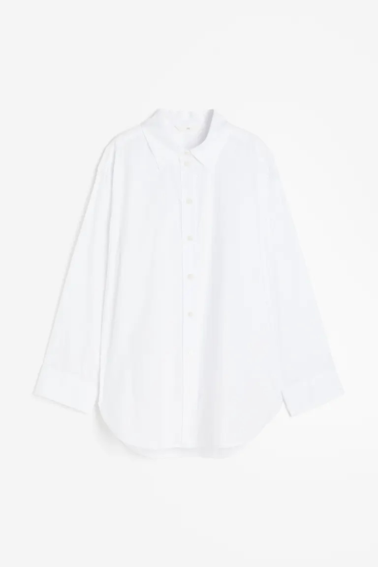 Camisa de algodón - Blanco - MUJER | H&M ES | H&M (FR, IT, ES, PT, BE)