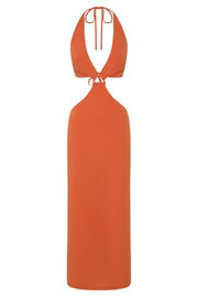 Natalie Halter Neck Cut Out Midi Dress - Burnt Orange | MESHKI US