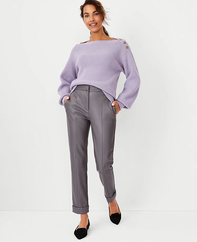 The Petite Faux Leather High Waist Ankle Pant | Ann Taylor (US)