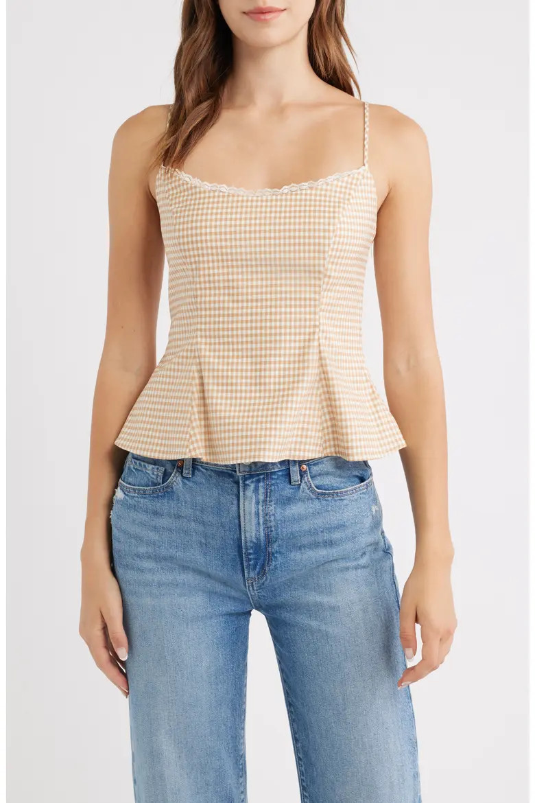 Genevieve Gingham Peplum Top (Women) | Nordstrom | Nordstrom
