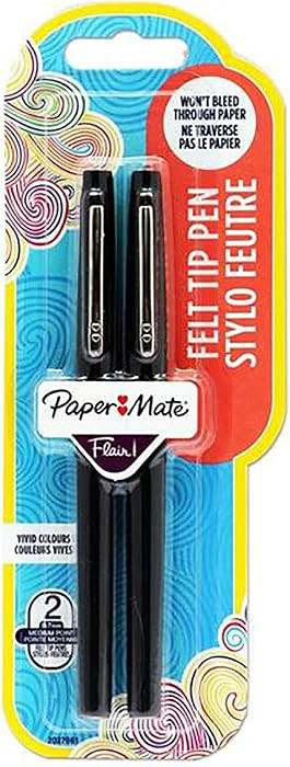 Paper Mate Flair Felt Tip Pens. Black. Pack of 2. | Amazon (US)