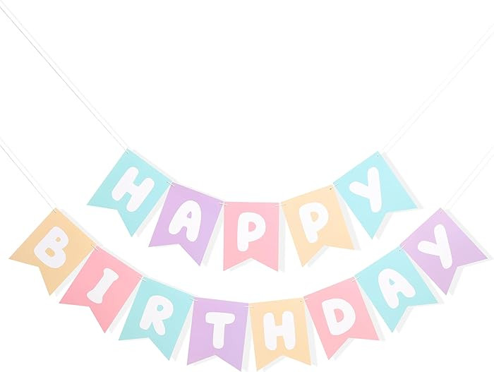 Pastel rainbow Happy Birthday Banner - Pink Purple Green birthday banner, happy birthday banner f... | Amazon (US)