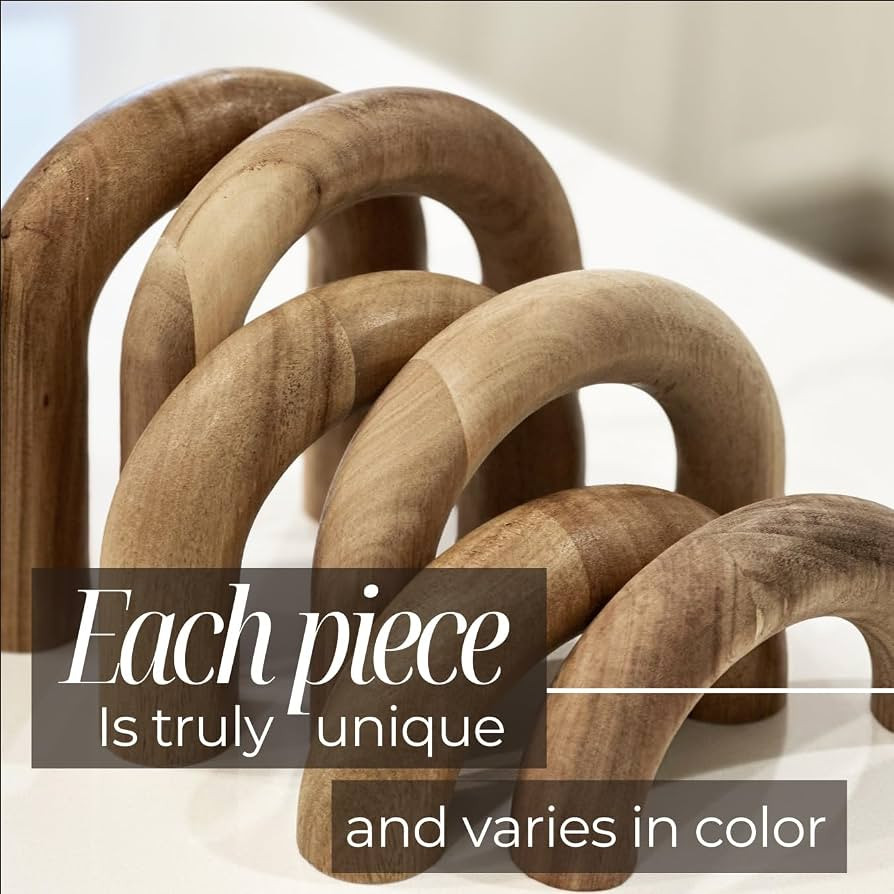 Wooden Arch Decor Set of 3, Acacia Wood Modern Decorative Home Objects | Amazon (US)