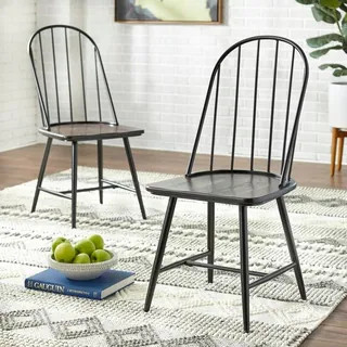 Simple Living Milo Mixed Media Dining Chairs (Set of 2) - Black, Espresso | Bed Bath & Beyond