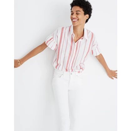 Central Ruffle-Sleeve Shirt in Carey Stripe | Madewell