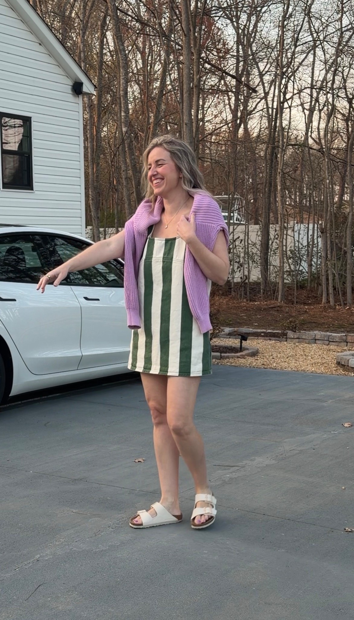 Green and white striped Sahara dress 