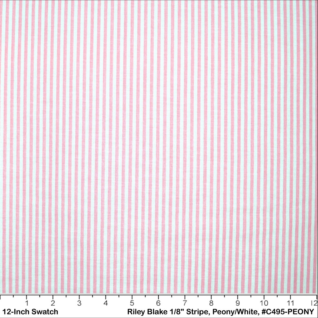 Quilting Fabric, by the 1/2 Yard (cut as Continuous), 1/8” Pink and White Stripe, Riley Blake D... | Etsy (US)