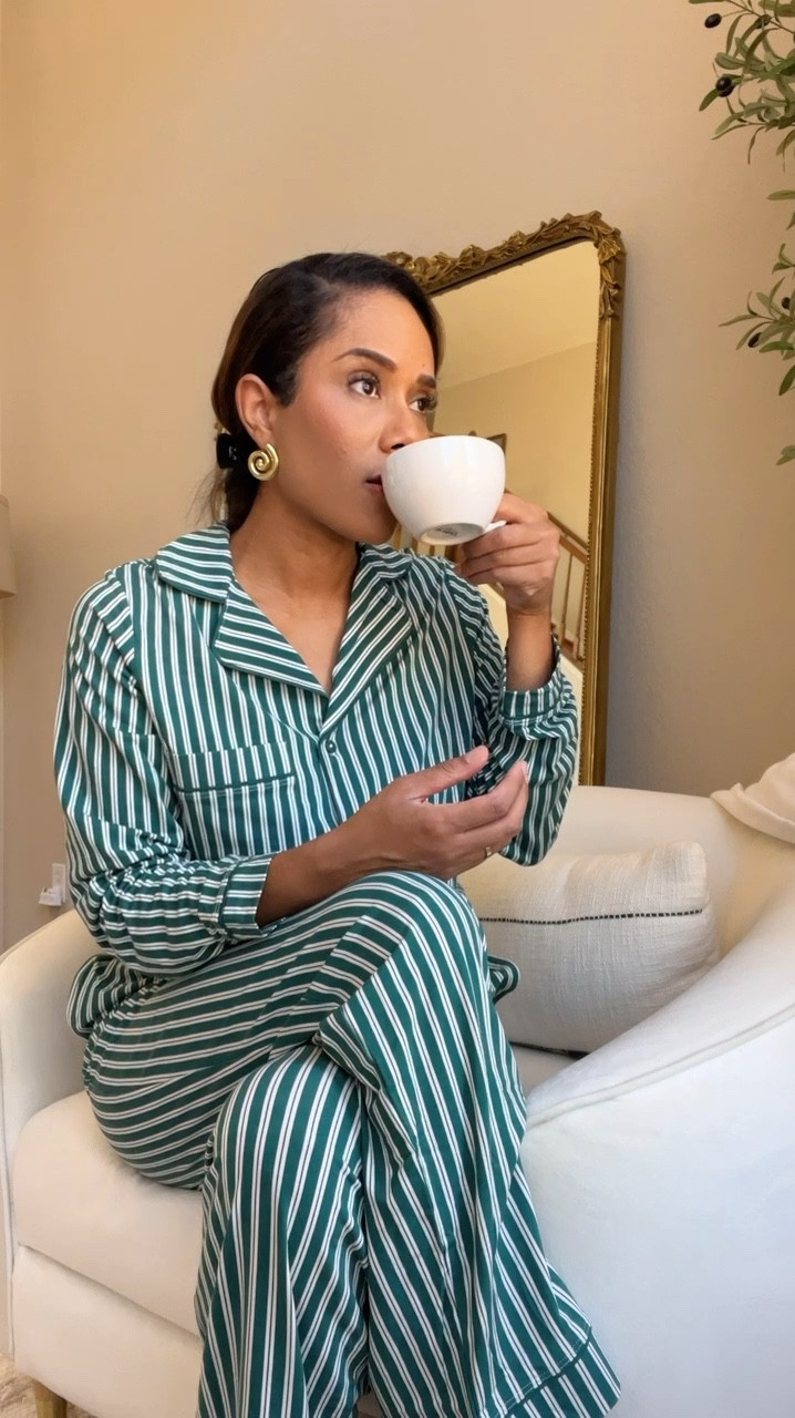 Starting the week with a cup of coffee and my most comfortable and chic set of pajamas #pajamas  USE CODE JENNY25 to get 25% off #musthavepjs #loungewear 

#LTKVideo #LTKOver40 #LTKSeasonal