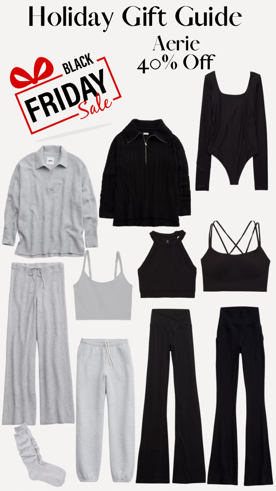 Aerie Black Friday Sale 40% off
Sales
Black Friday
Aerie 
Loungewear 
Gift Guidee

#LTKCyberWeek #LTKGiftGuide #LTKHoliday