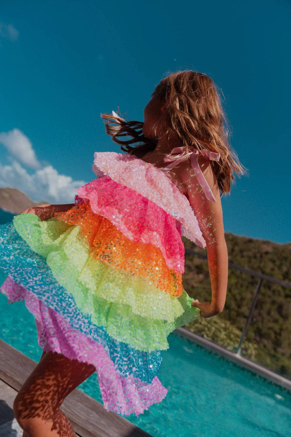 Neon Sequin Ruffle Dress | Lola + The Boys