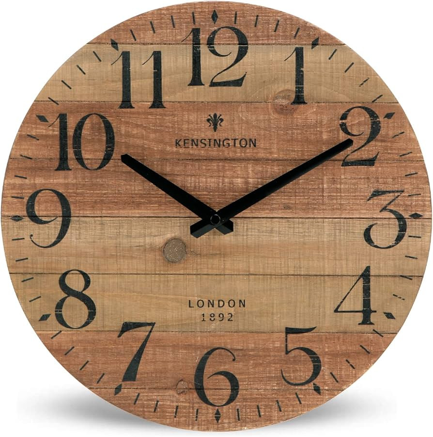 NIKKY HOME Rustic Farmhouse Wood Wall Clock - 12 Inch Battery Operated Silent Non Ticking Distres... | Amazon (US)