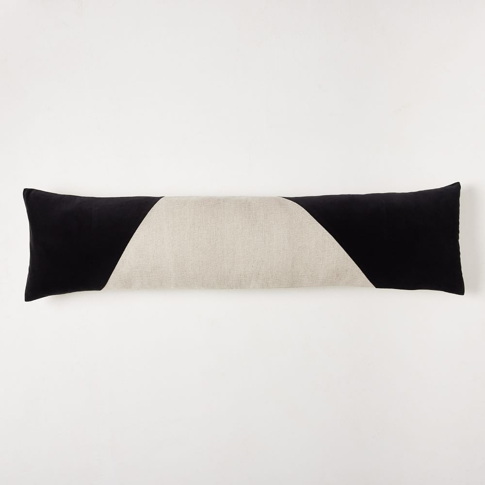 Cotton Linen & Velvet Corners Oversized Lumbar Pillow Cover | West Elm (US)