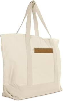 22" Heavy Duty Cotton Canvas Tote Bag (Zippered) | Amazon (US)