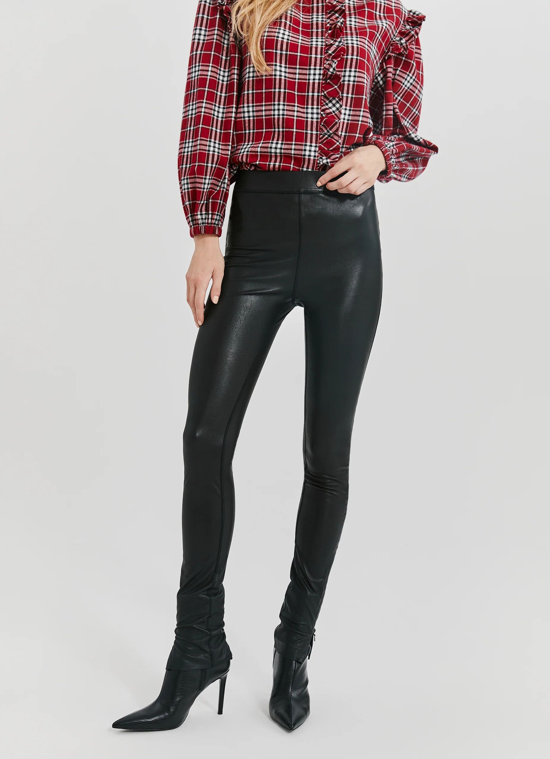 High Waisted Faux Leather Leggings | Something Navy