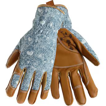 Style Selections  Womens Medium Beige/Turquoise Leather Garden Gloves | Lowe's