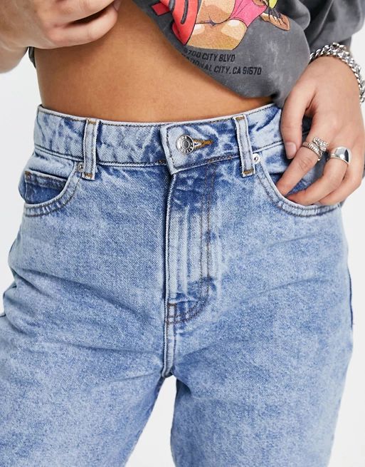 ASOS DESIGN Petite high rise 'original' mom jeans in lightwash | ASOS (Global)
