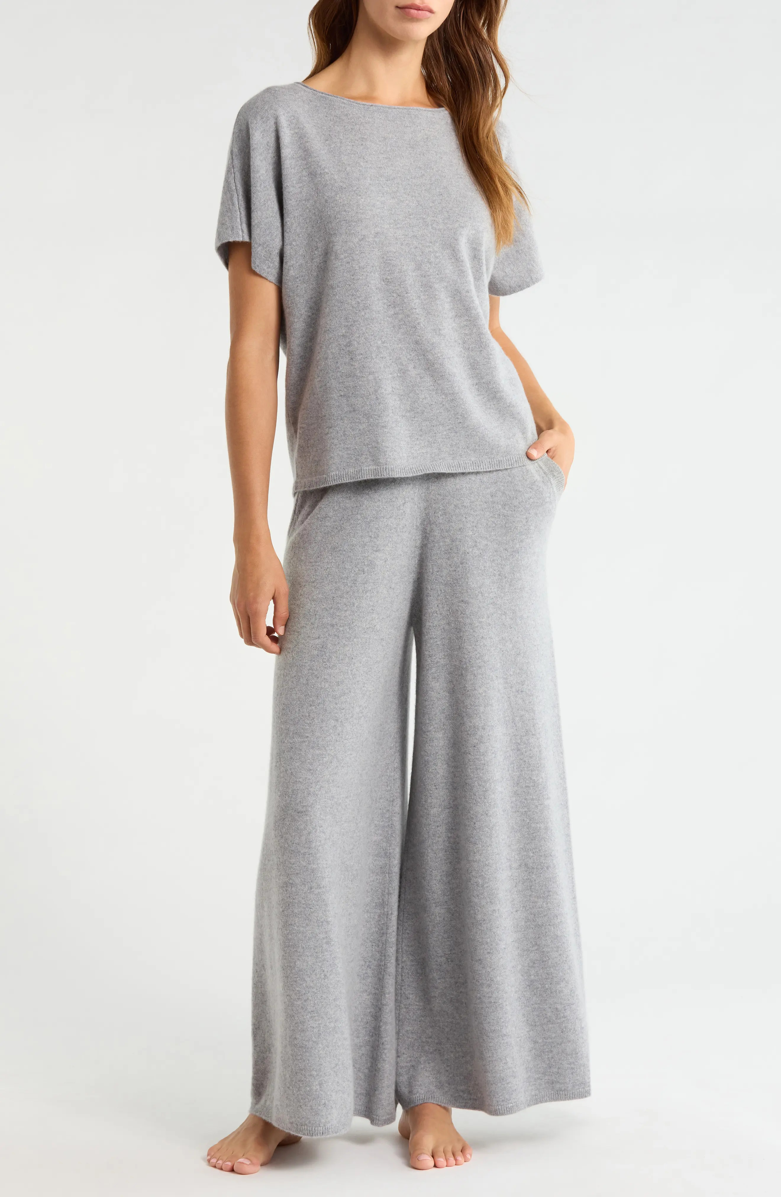 Nordstrom Cashmere Lounge Set in Brown Medium Heather at Nordstrom | Nordstrom